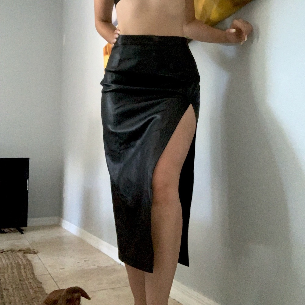 Lather midi skirt